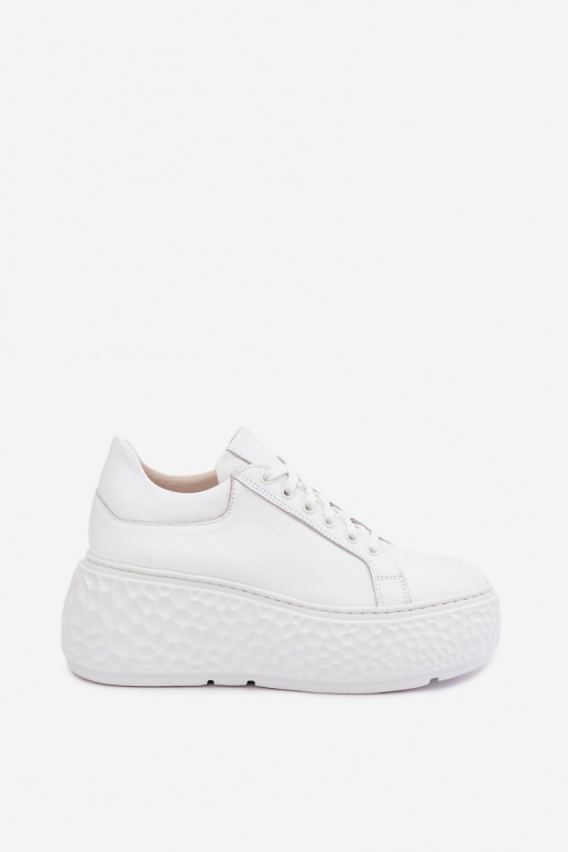 Leren sneakers met platform Zazoo N1000S4, wit