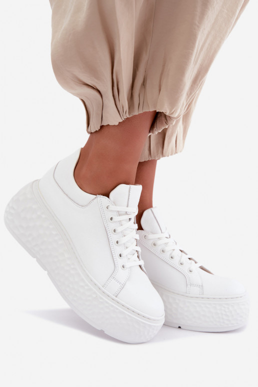 Leren sneakers met platform Zazoo N1000S4, wit