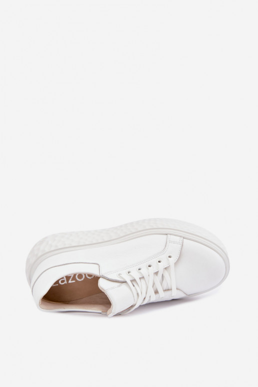 Leren sneakers met platform Zazoo N1000S4, wit
