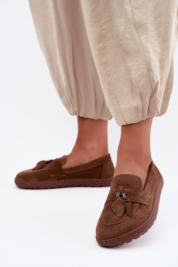 Faux suede mocassins Barefoot Zazoo 10220, bruin 2