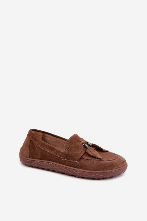 Kunstveloursleder Mokassins Barefoot Zazoo 10220, braun