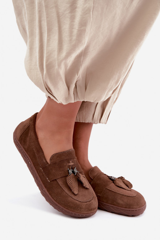 Kunstveloursleder Mokassins Barefoot Zazoo 10220, braun
