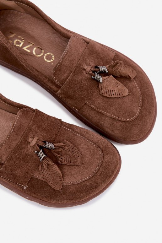 Mocassins en daim synthétique Barefoot Zazoo 10220, marron