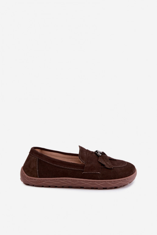Faux suede mocassins Barefoot Zazoo 10220, chocolade