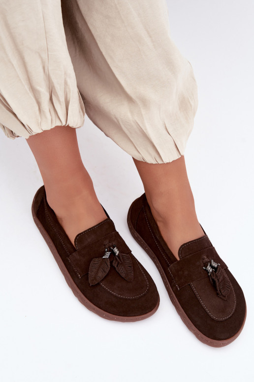 Mocassins en daim synthétique Barefoot Zazoo 10220, chocolat