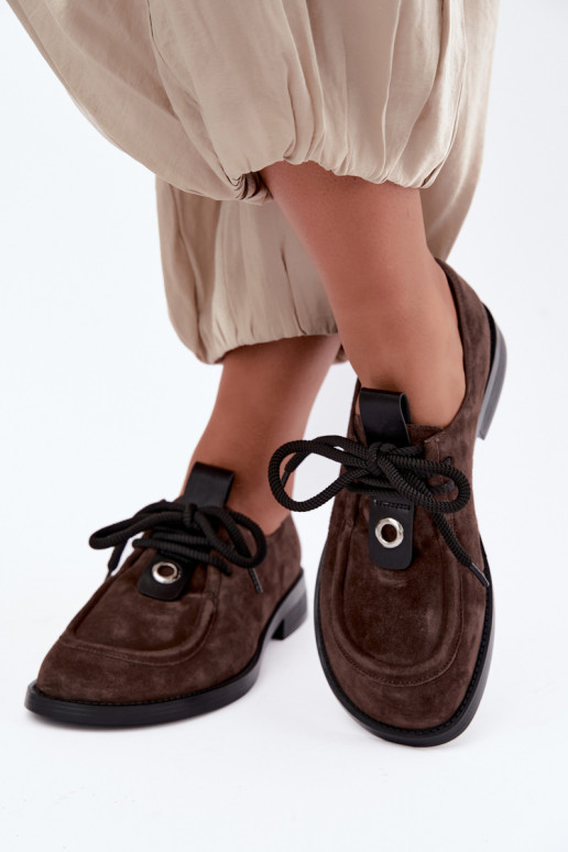 Barefoot dameschoenen van faux suede D&A CR62-3460 in chocoladekleur