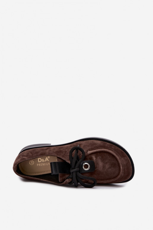 Barfuß-Damenschuhe aus Kunstveloursleder D&A CR62-3460 in Schokoladenfarbe