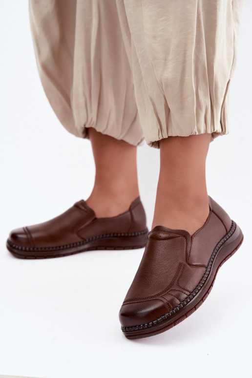 Chaussures femme en cuir à enfiler Vinceza 107241 couleur marron