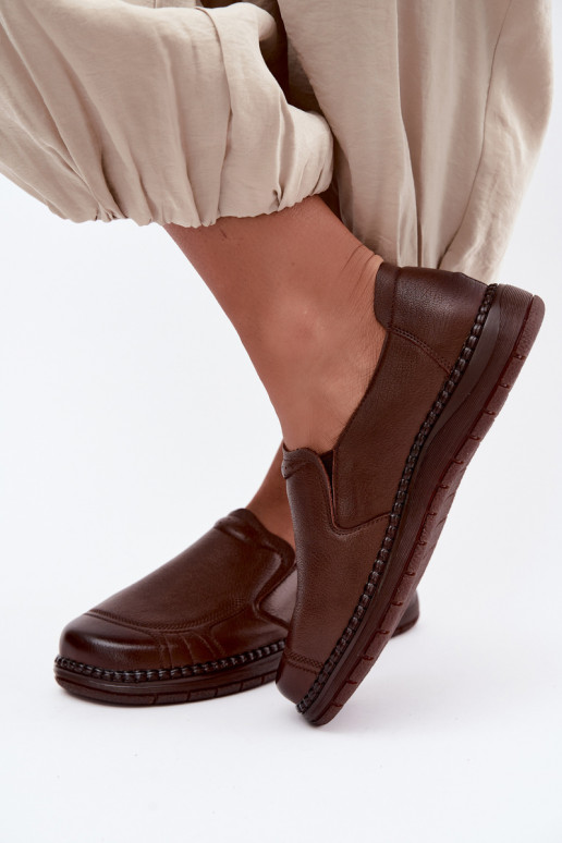Instap damesleren schoenen Vinceza 107241 in bruine kleur