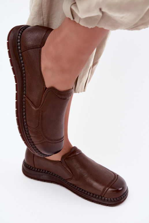 Chaussures femme en cuir à enfiler Vinceza 107241 couleur marron