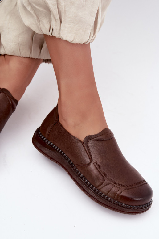 Instap damesleren schoenen Vinceza 107241 in bruine kleur