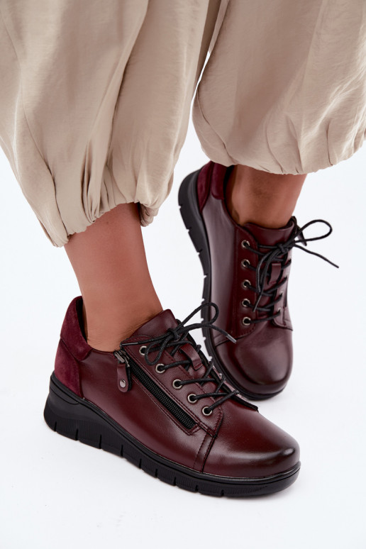 Chaussures femme en cuir avec plateforme Vinceza 39964 couleur bordeaux