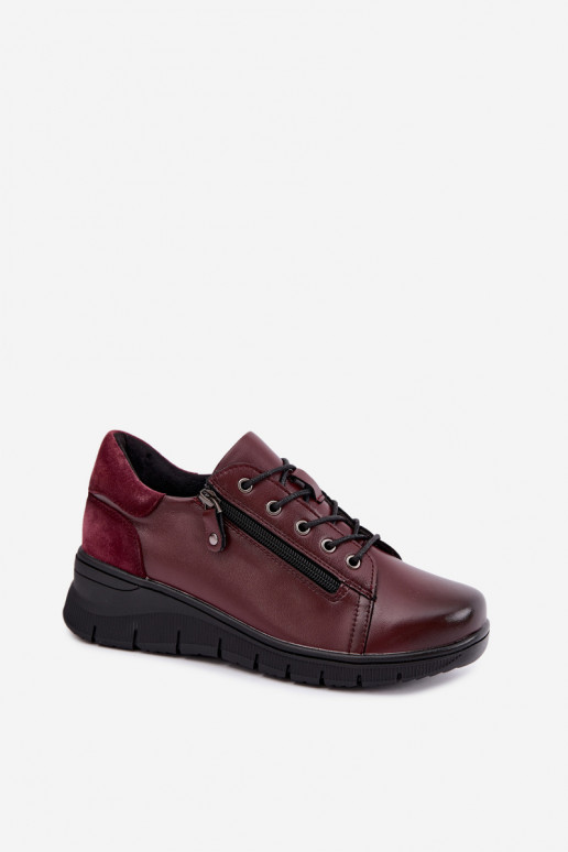 Damen Leder Schuhe mit Plattform Vinceza 39964 in bordeaux Farbe