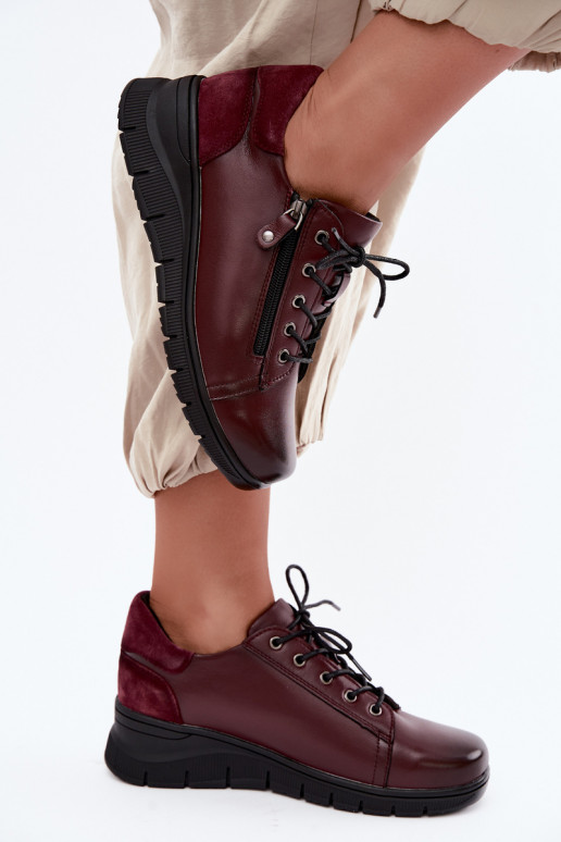 Damen Leder Schuhe mit Plattform Vinceza 39964 in bordeaux Farbe