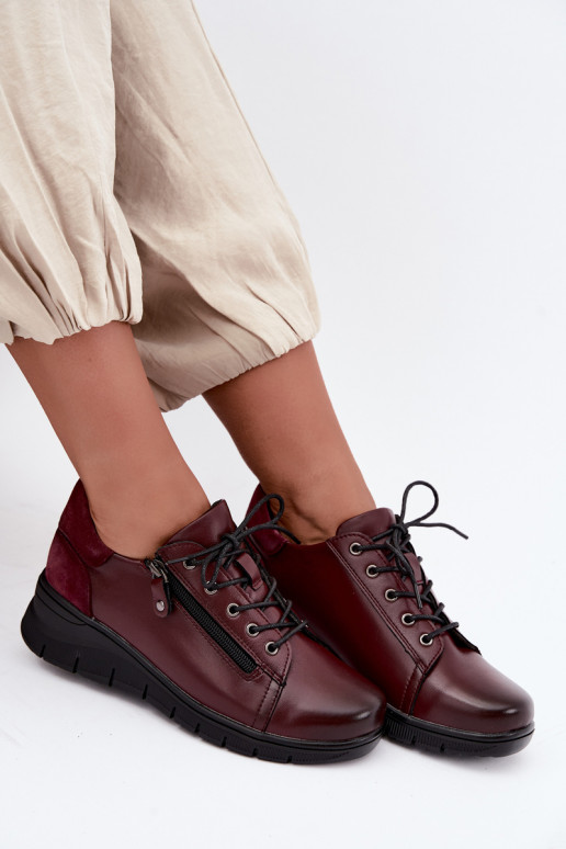 Chaussures femme en cuir avec plateforme Vinceza 39964 couleur bordeaux
