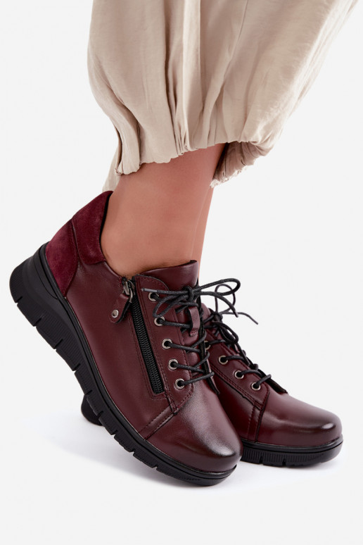 Damen Leder Schuhe mit Plattform Vinceza 39964 in bordeaux Farbe