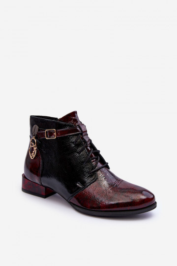 Bordeaux kleur dames enkellaarsjes Avalynė Tai turiciejka 5743A-23 2