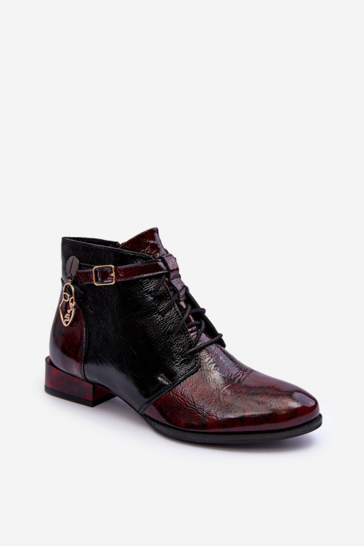 Bordeaux kleur dames enkellaarsjes Avalynė Tai turiciejka 5743A-23