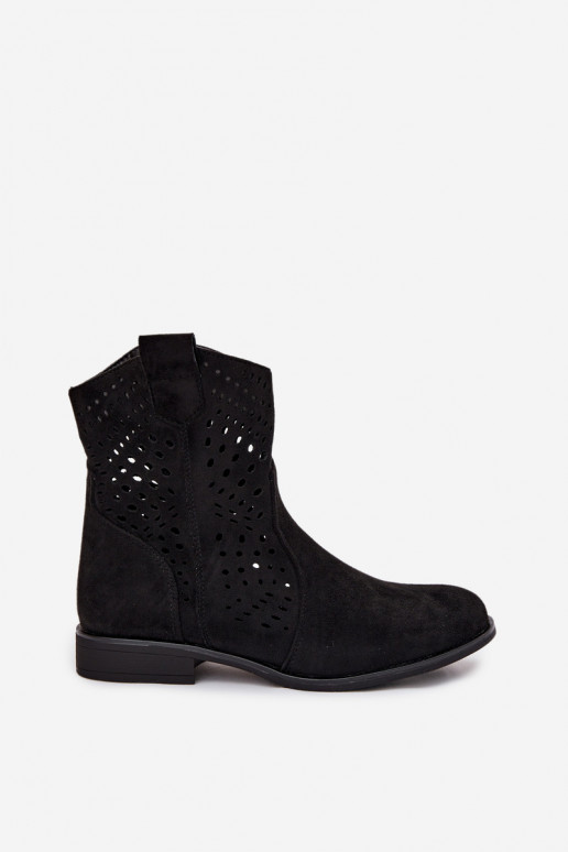 Bottines ajourées noires avec talons larges Amisna