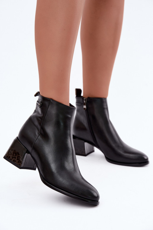 Bottines en cuir Lurelia couleur noire