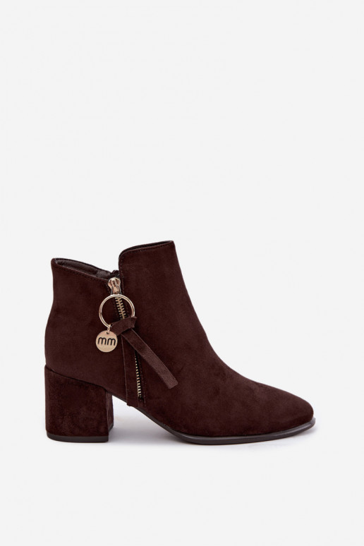 Bottines chaudes pour femmes avec talons, brunes Imara