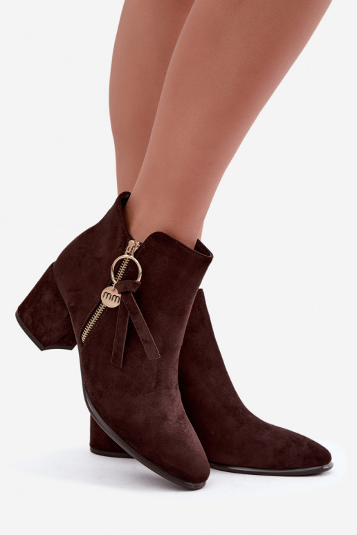 Bottines chaudes pour femmes avec talons, brunes Imara
