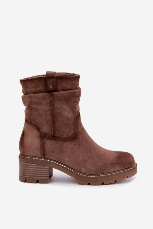 Bottines chaudes pour femmes avec volants, brunes