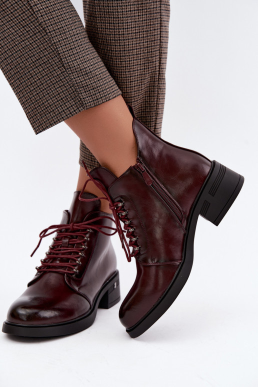 Wärmende Stiefeletten, burgunder