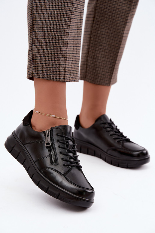 Faux leren schoenen Vinceza 13130 in zwarte kleur