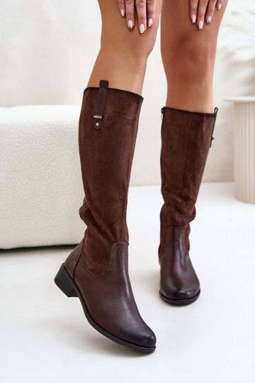 Bottes chaudes pour femmes jusqu'au genou en marron Ivasira