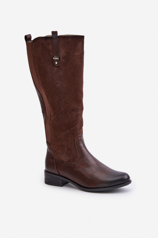 Bottes chaudes pour femmes jusqu'au genou en marron Ivasira