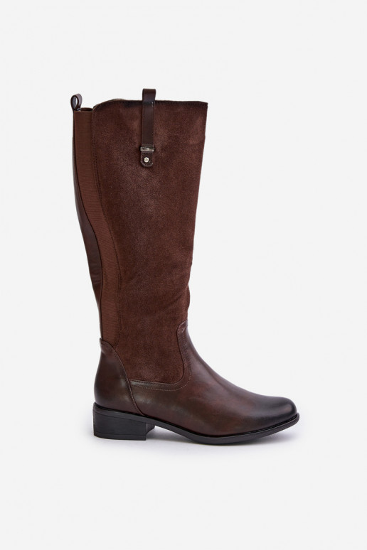 Bottes chaudes pour femmes jusqu'au genou en marron Ivasira