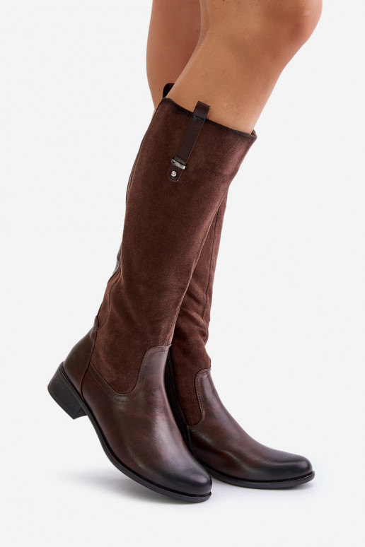 Bottes chaudes pour femmes jusqu'au genou en marron Ivasira