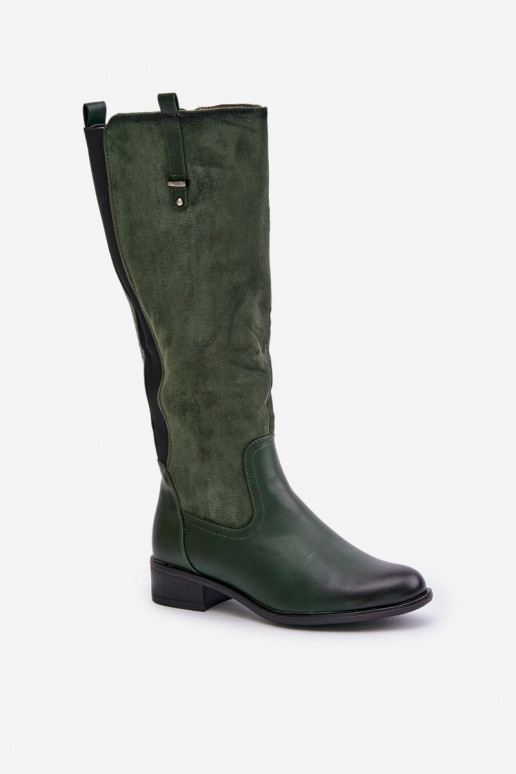 Bottes chaudes pour femmes jusqu'au genou en vert Ivasira