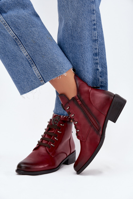 Bottines basses chaudes avec ornements en bordeaux Nevalia