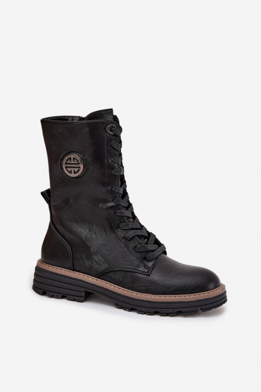 Warme dames enkellaarsjes met decoratieve details in zwart Dorialine