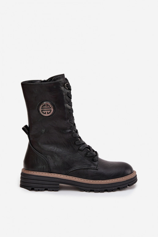 Warme dames enkellaarsjes met decoratieve details in zwart Dorialine