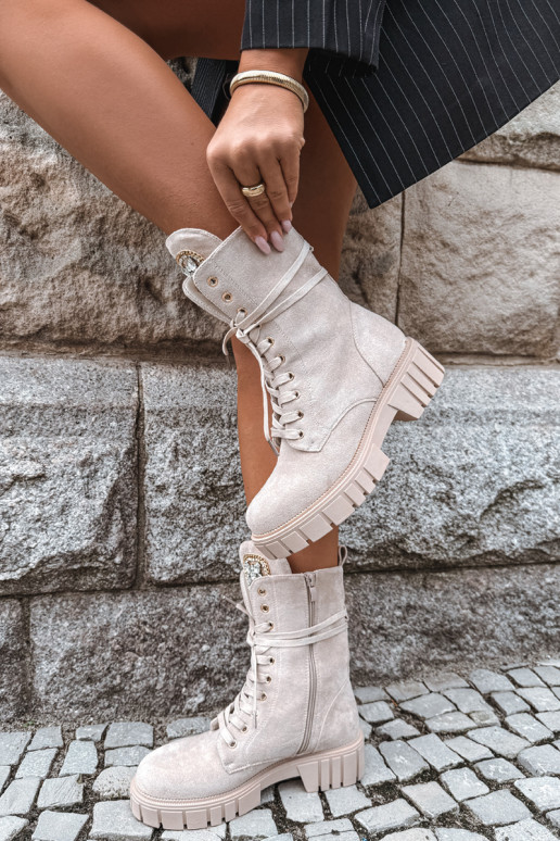 Bottines en faux daim sable avec embellissements Tai turirx