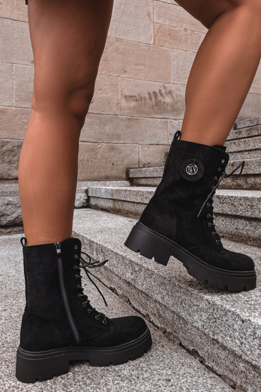 Bottines noires chaudes pour femmes en simili daim Livela