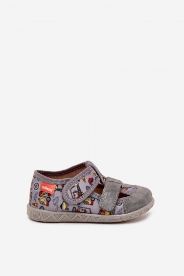 Chaussons pour enfants Milami avec fermetures adhésives grises 2