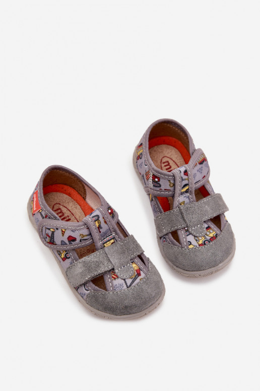 Chaussons pour enfants Milami avec fermetures adhésives grises