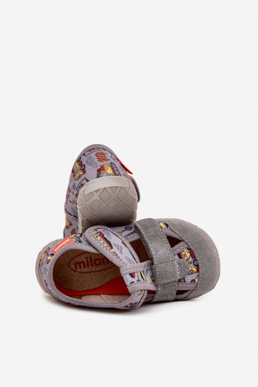 Chaussons pour enfants Milami avec fermetures adhésives grises