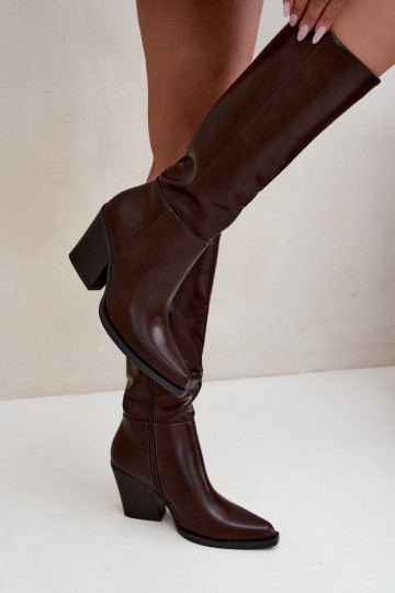bottes hautes pour femmes à talons isolées couleur caramel Katelle 2