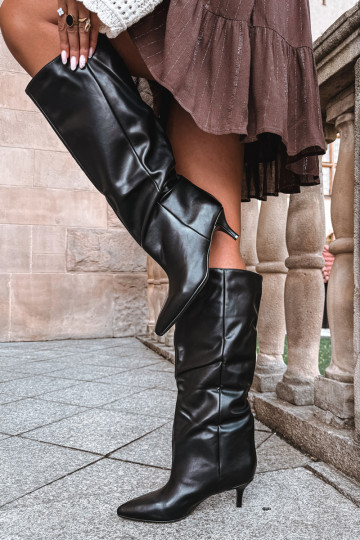 Bottines à talons en suède synthétique noir Desya