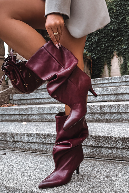 Slouchy enkellaarsjes met hakken in bordeaux Gelra