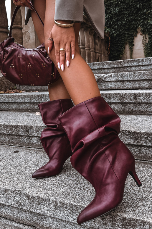 Slouchy enkellaarsjes met hakken in bordeaux Gelra