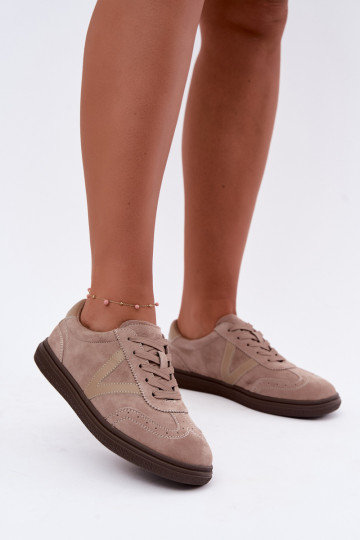 Cariva zand leren en suede sneakers 2