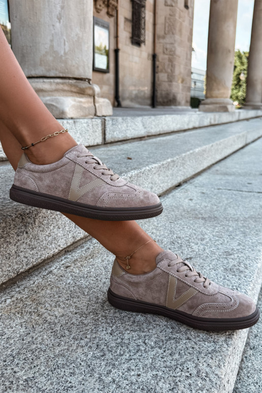 Cariva zand leren en suede sneakers
