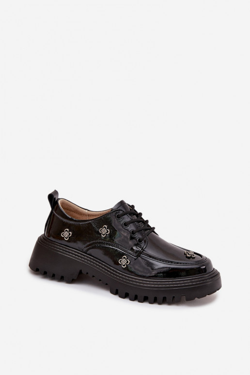 Lackleder-Damenschuhe mit Schnallen in Schwarz Artiker 57C0333