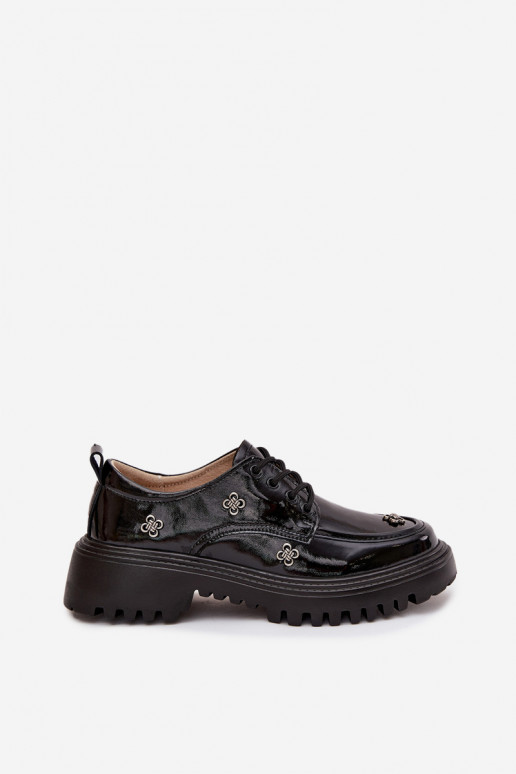 Lackleder-Damenschuhe mit Schnallen in Schwarz Artiker 57C0333